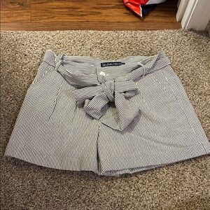 Lauren James Black and White Striped Seersucker High Waist Shorts